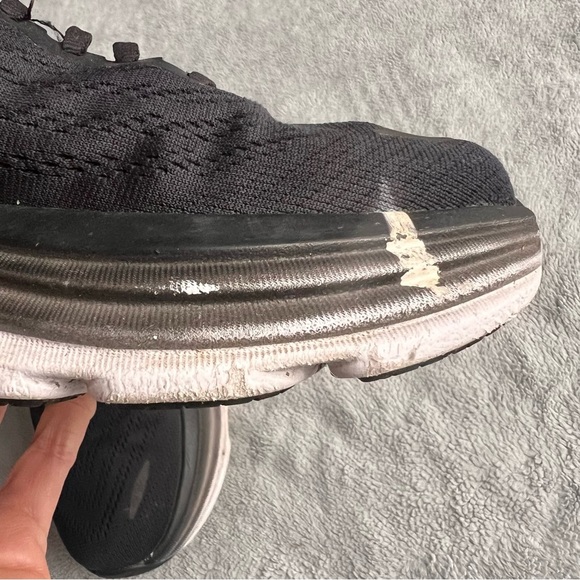 Hoka One One Bondi 8 Women's Wide Cushioned Running Shoe Sneaker Black White 8.5 - Picture 9 of 17